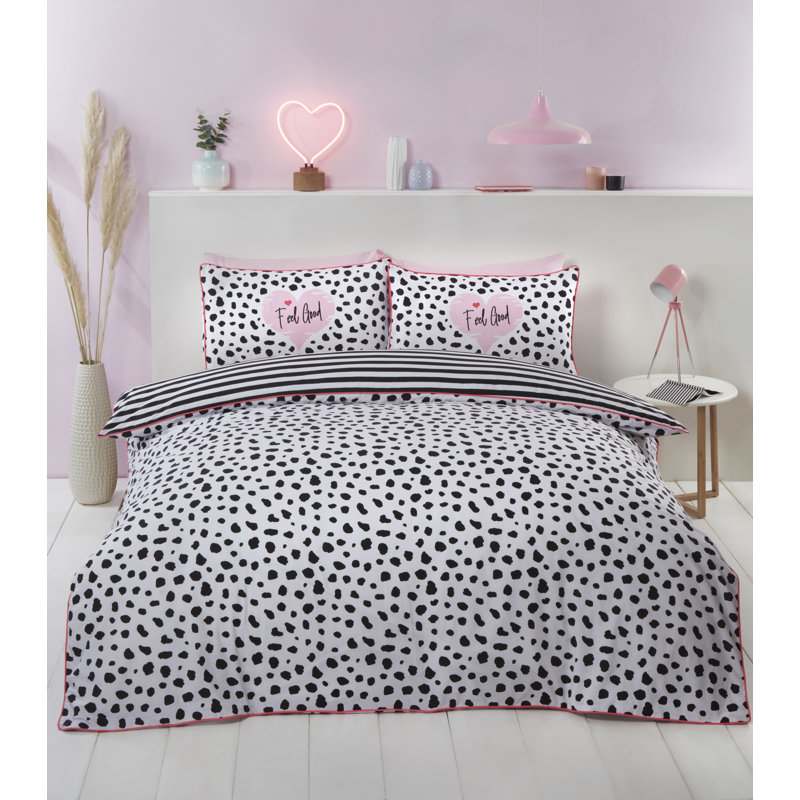 Cotton Blend Animal Print Duvet Cover with Pillowcases Included, Black, Kingsize Duvet Cover + 2 Standard Pillowcases