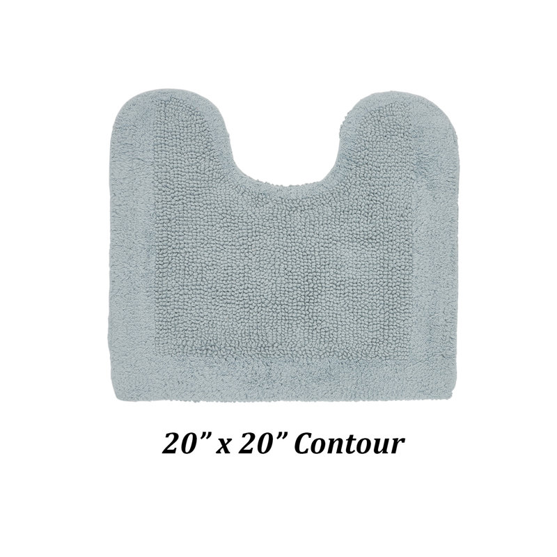 Blue Cotton Reversible Tufted Contour Toilet Rug 20x20