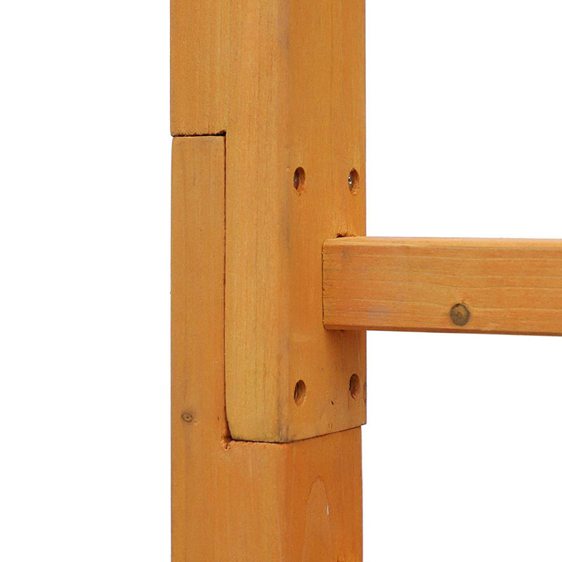 Natural Wood and Steel Garden Arbor Arch Trellis
