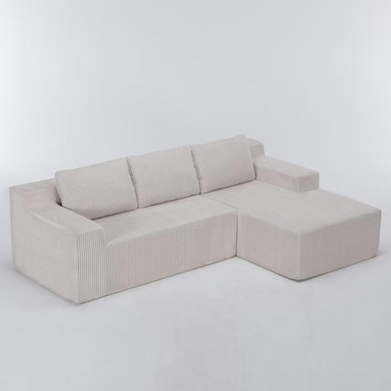 Modular L Shaped Sectional Sofa, Antique Gray Corduroy