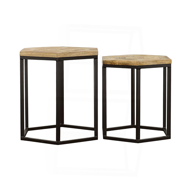Table gigogne 2 pièces Natural and Black