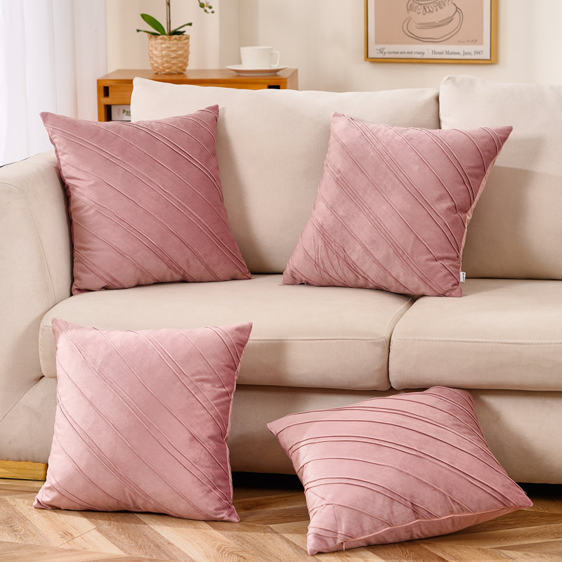 Velvet Throw Pillow, Pink, 18" x 18", Polyester/Polyfill