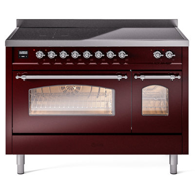 Cuisinière à induction 48 pouces avec 6 éléments à induction ILVE Nostalgie II Series (porte en verre)