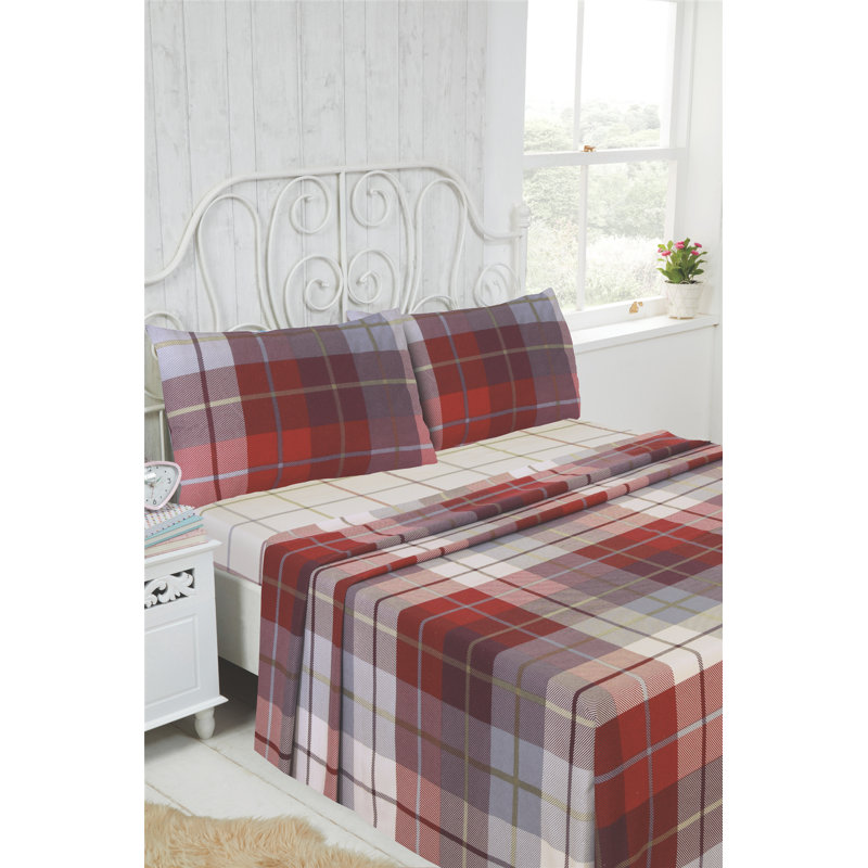 Narendra Flannel Flatweave Sheet Set, Kingsize (5'), Red