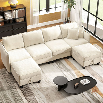 Canapé modulaire en U en chenille 112 po avec 2 repose-pieds