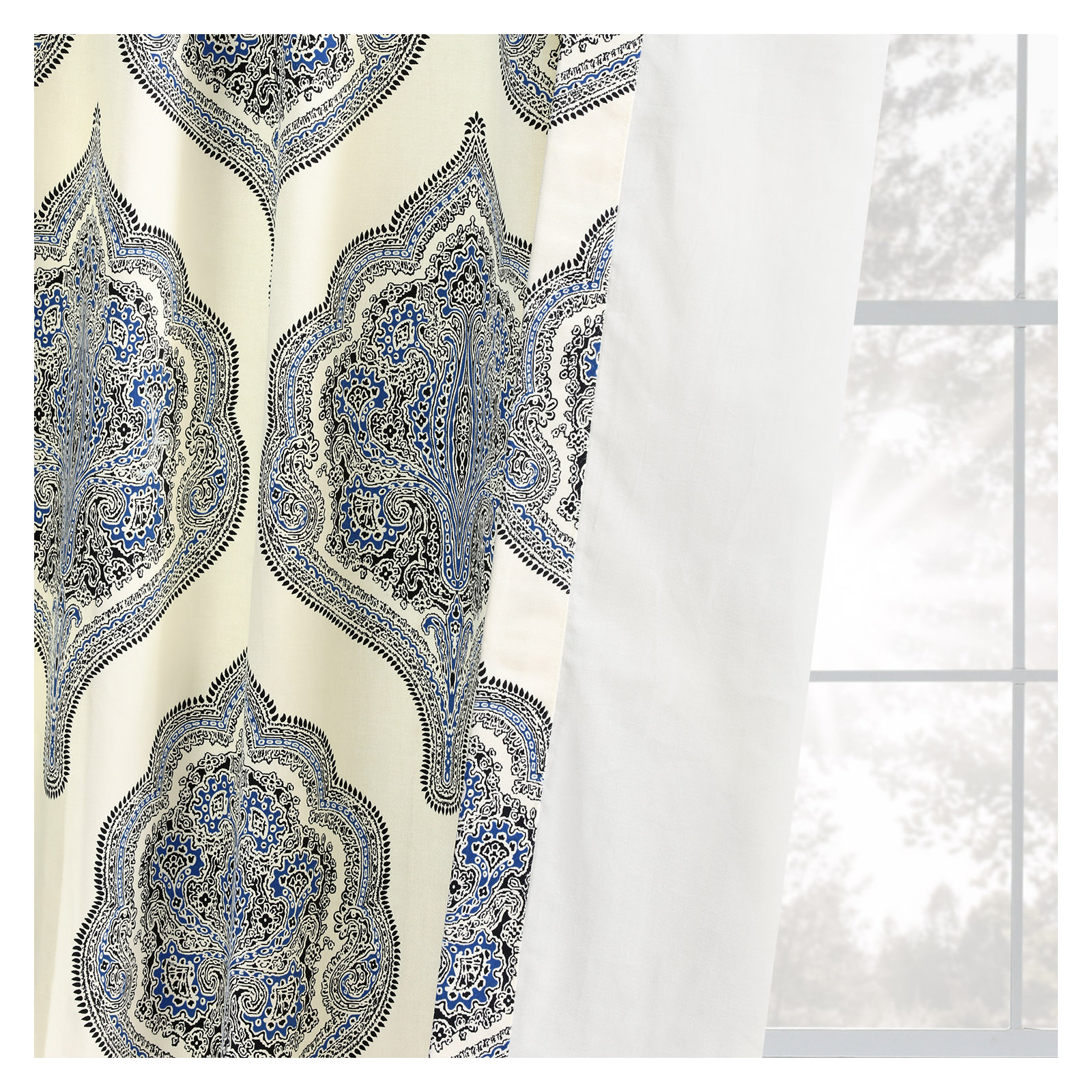 Lawhon Room Darkening 100% Cotton Curtain, 50"W x 84"L, Blue