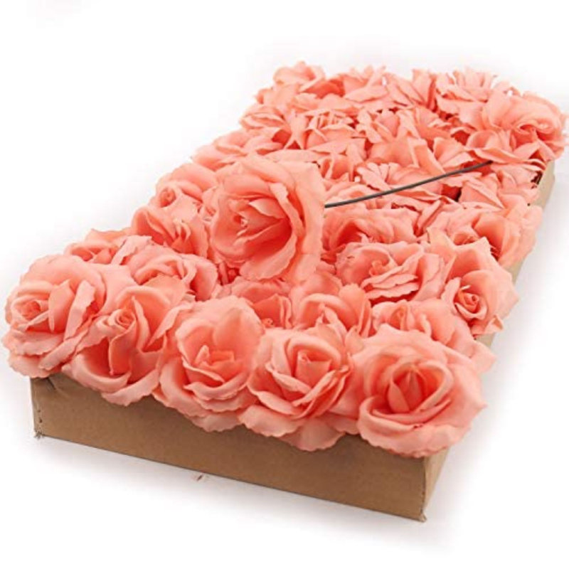 Pétales de pêche | 100 pièces de roses en soie | Ensemble de 2 fleurs de pêche réalistes pour bouquets, événements et artisanat