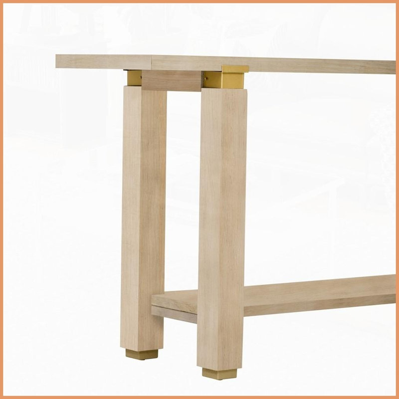 Table basse moderne et minimaliste avec pieds en pin Accents métalliques, tablette inférieure peu encombrante, assemblage facile pour le salon