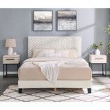 Plush 3D Upholstered Bed with Two Nightstands