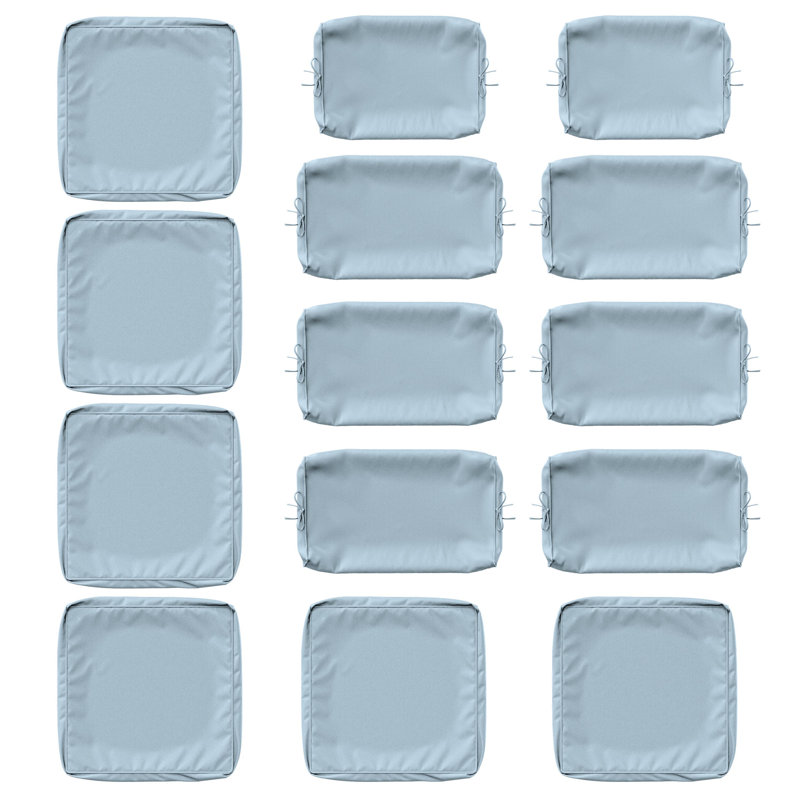 14-Piece Outdoor 4'' Cushion Cover Set, Only Covers, Sky Blue
