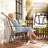 Double Patio Glider Chair with Glass Top Center Table, Light Brown-1097099666