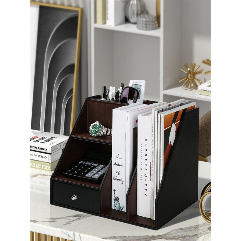 Rangement de bureau en bois manufacturé, Noir