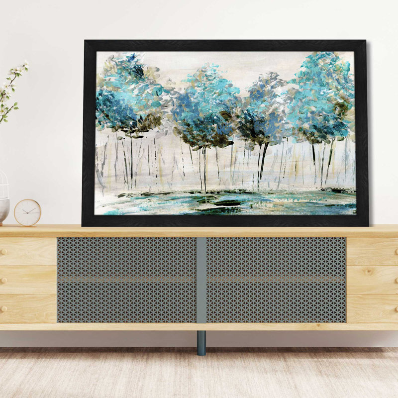 «Spring Talking» par Katrina Craven - Peinture, L 27,5 po x H 21,5 po, Cadre noir