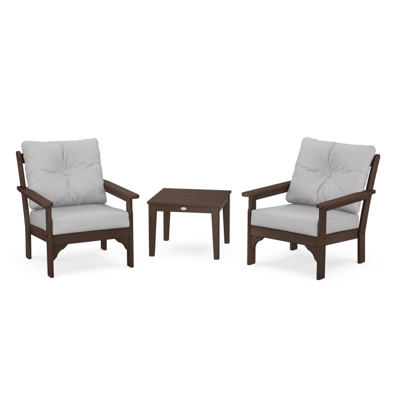 Vineyard 3-Piece Deep Seating Set, Granite, Mahogany