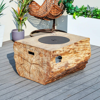 Table de foyer d'extérieur rectangulaire en faux bois Terraflame