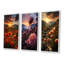 «Coral Wildflowers Fields Of Dreams», 3 pièces sur toile-874219582-874219580