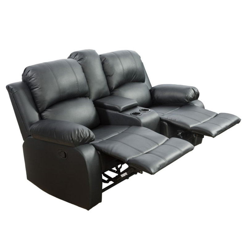 Canapé inclinable 69 po en cuir Vegan, Similicuir noir
