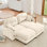 Canapés modulaires en nuage, tissu chenille de qualité supérieure avec coussins décoratifs moelleux, coussins capitonnés, dossier en mousse à haute densité, conception ergonomique, accoudoirs élégants et faciles à installer, convient aux chambres à coucher, beige