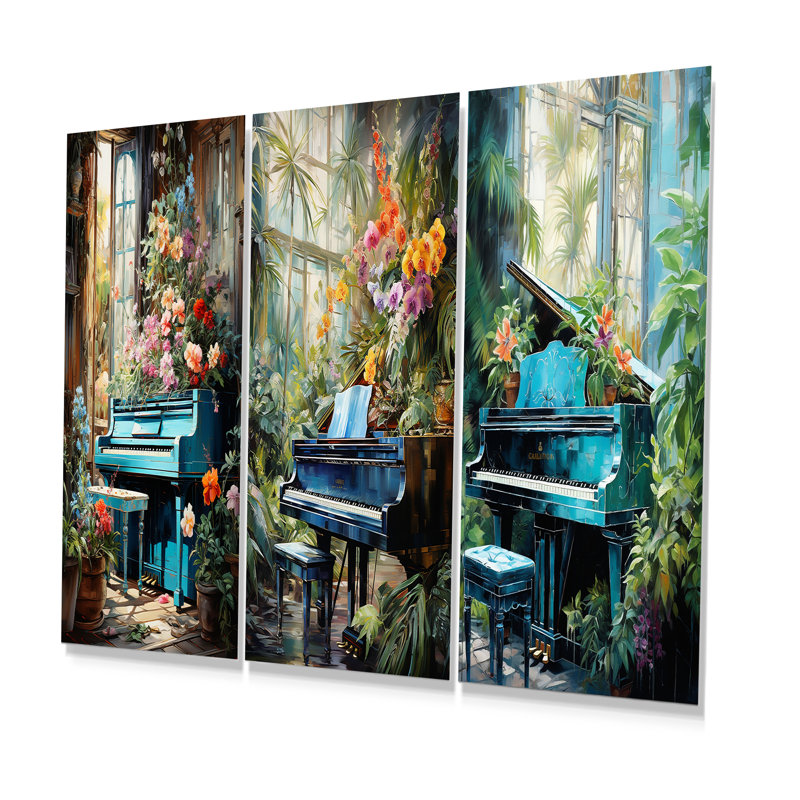 Piano Tropical Tunes - Ensemble de 3 reproductions d'art mural, H 32 po x l 48 po