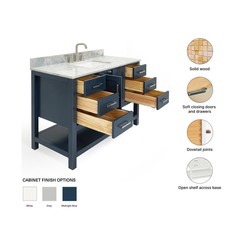 Magnolia Bath Vanity Rectangular Basin S061SCW2R, Rectangular, Midnight Blue, 49"