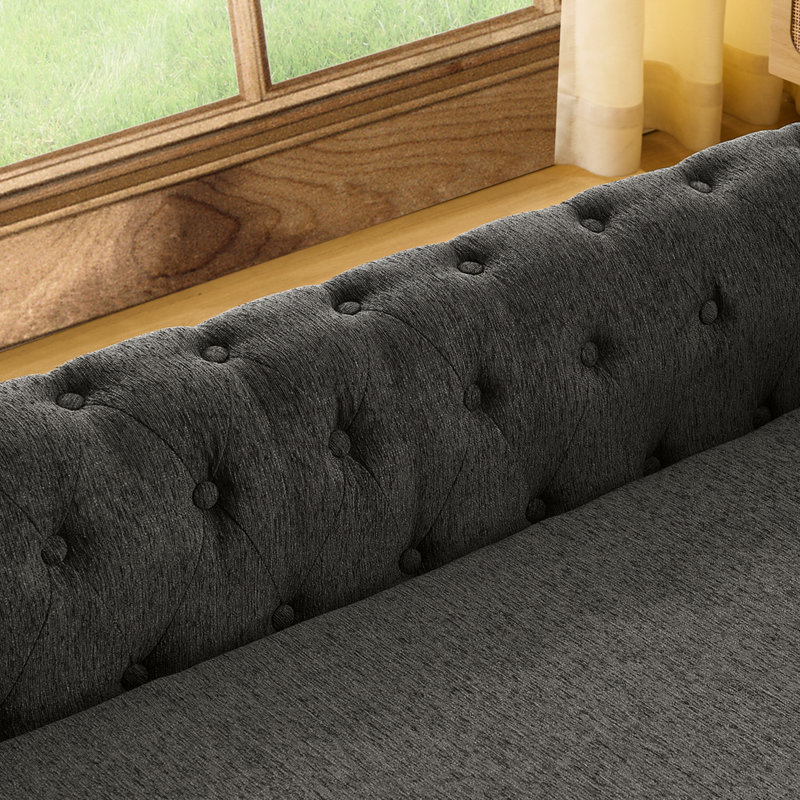 Chien moderne surélevé gris foncé, pour les chiens de grande taille et surdimensionnés, 55 po x 26,5 po x 17,5 po, 40,05 lb, lit pour animal de compagnie facile à nettoyer et confortable en lin, capacité de poids de 130 lb