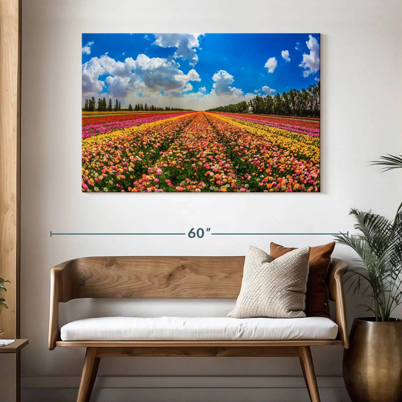 Champ de fleurs de kibboutz Alvord, H 32 po x l 48 po