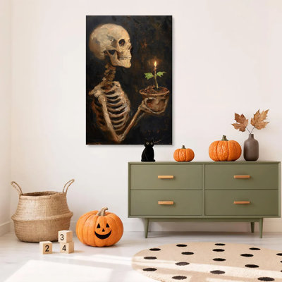 1pc, reproduction d'art sur toile encadrée, affiche de jardinier squelette, impression sur toile pour salon, chambre, bureau, salle de bain, dortoir, prêt à accrocher