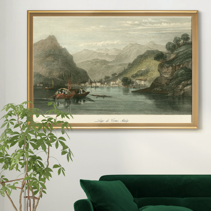 Lago di Como, Italie - reproduction d'art sur toile, Doré, H 30,5 po x l 42,5 po x P 1,5 po