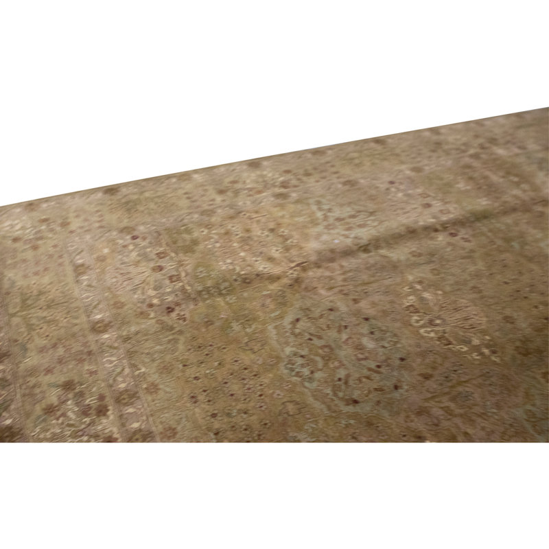 Hand Knotted Wool Area Rug in Olive Green And Gold