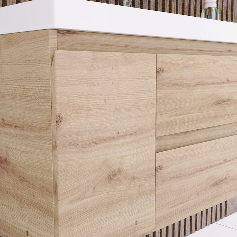 Orinate 48'' Single Bathroom Vanity with Resin Top, Oak