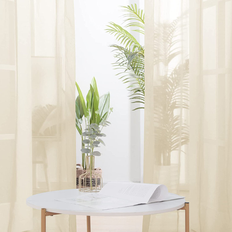 Sheer Curtain Panel Pair, 52" W x 63" L, Pink