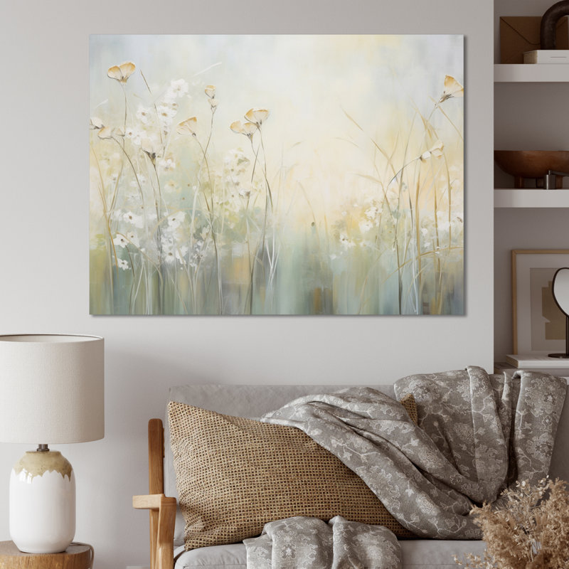 «Green Beige Serene Meadows I», reproduction d'art sur toile, H 24 po x l 32 po x P 1 po, Toile tendue