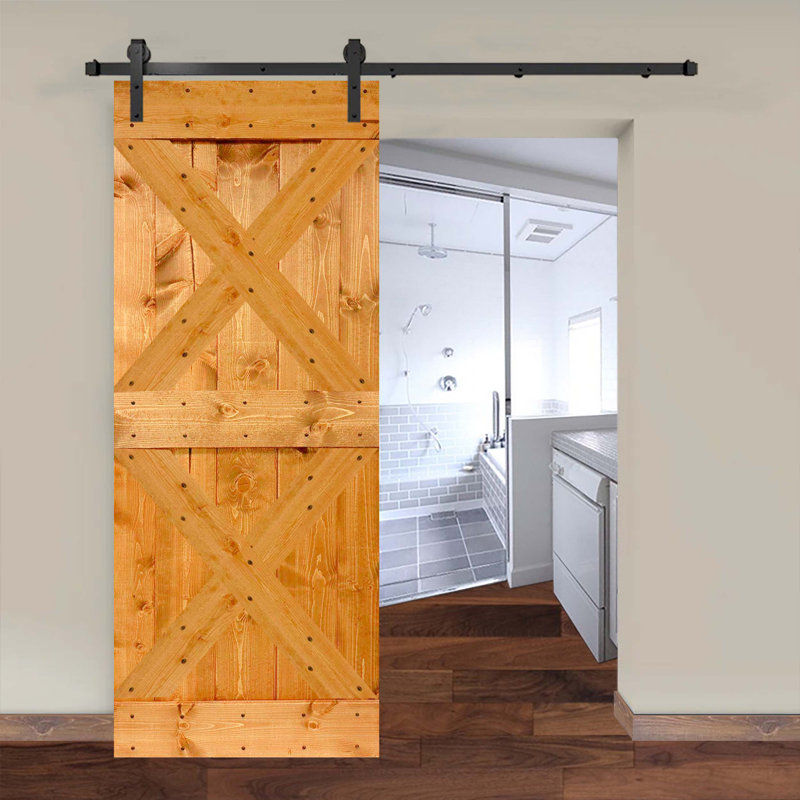 Ensemble de quincaillerie pour porte de grange simple en bois, Érable colonial, 40 po x 84 po