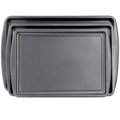 Ensemble de 3 plaques à pâtisserie antiadhésives en acier au carbone gris Simply Essential