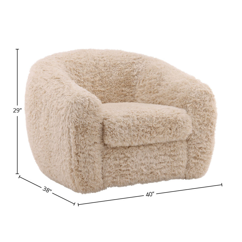 Caitlin Polyester Faux Fur Occasional Chair, Cream