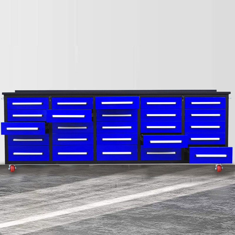 Établi 10 pi avec tiroirs de rangement (25 tiroirs) - bleu, Bleu