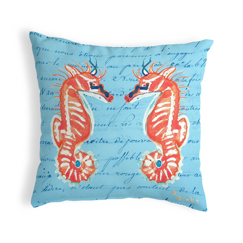 Sea Horses Outdoor Reversible Throw Pillow