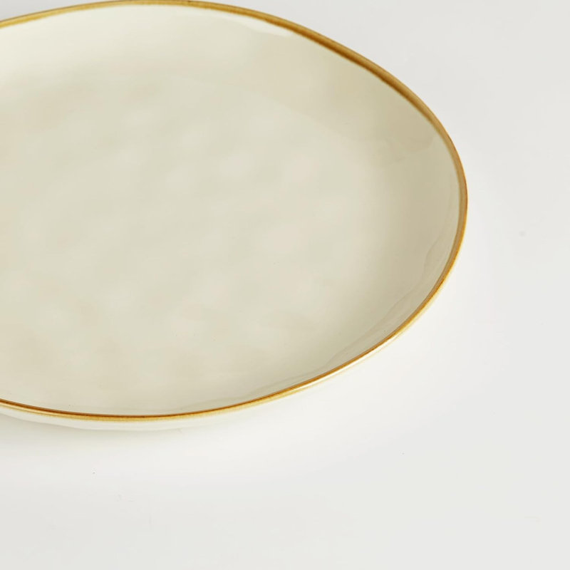 Assiette plate en grès 10,25 po Leny, Blanc vanille