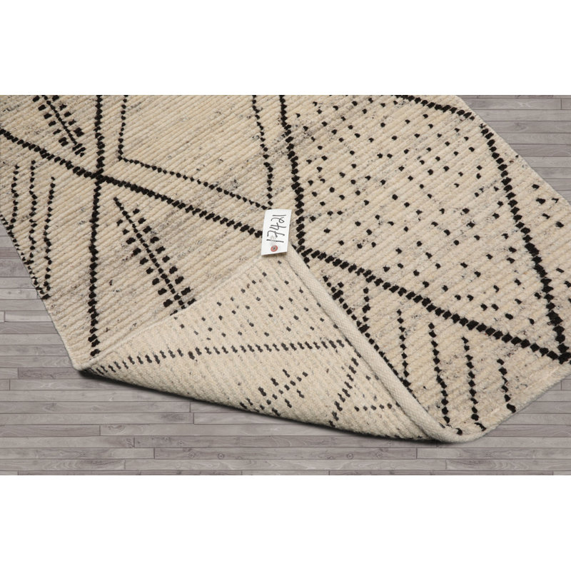 3x5 Ivory Hand Knotted Afghan Moroccan Modern Tribal Wool Area Rug