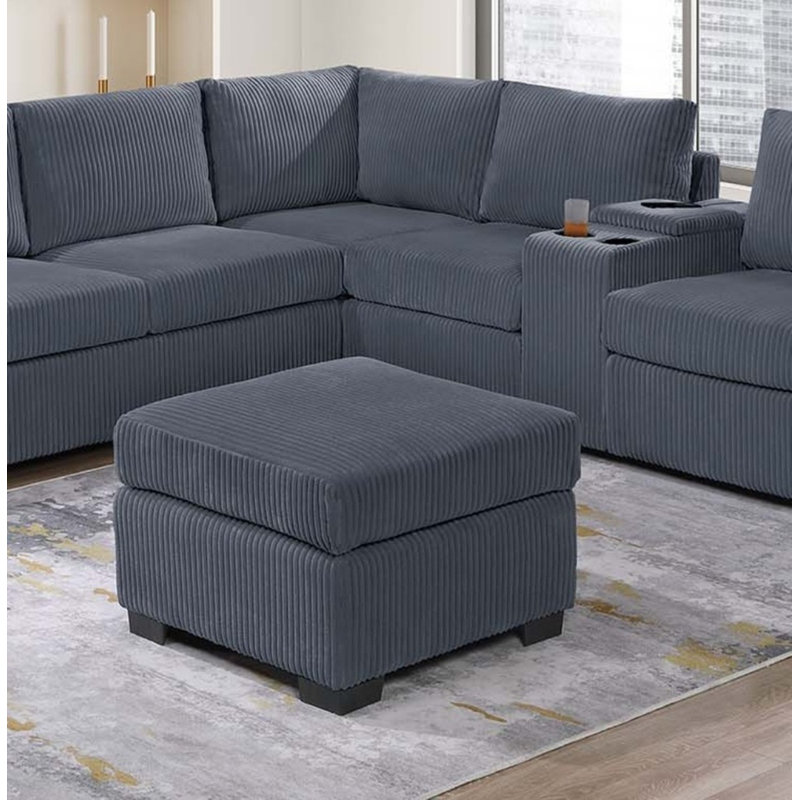 Ensemble modulaire rembourré moderne en velours côtelé fonctionnel avec causeuse à un bras, console et repose-pieds pour le salon