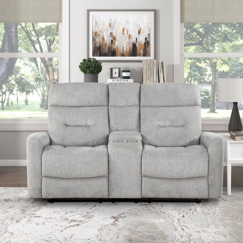 Causeuse inclinable manuelle en chenille de 70,5 po avec console centrale et porte-gobelets intégrés Dashai