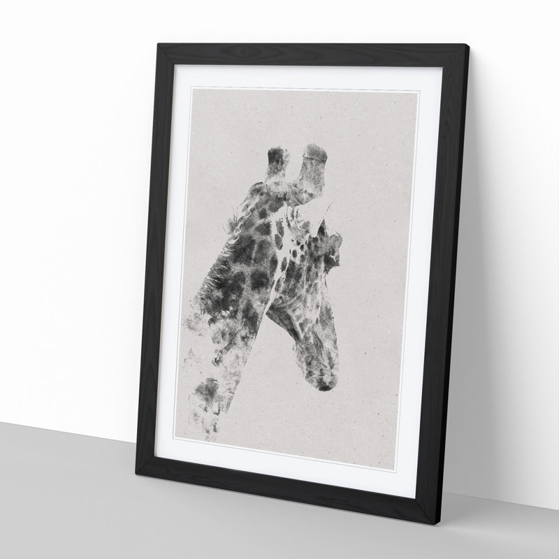 Giraffe Vol.5 - Picture Frame Painting, 48cm H x 36cm W x 2cm D, Black Framed