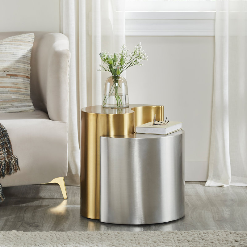 Addington End Table, Gold & Silver