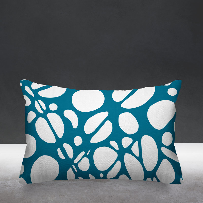Housse de coussin rectangulaire pour l'extérieur Tribal, Turquoise