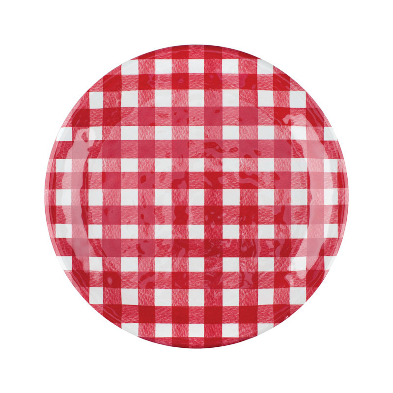6-Piece Gingham 9" Melamine Plates., Red