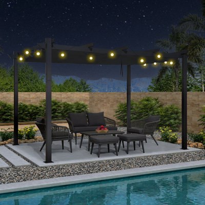 12 Ft. W x 10 Ft. D Metal Pergola with Canopy