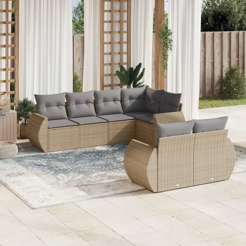  Garden Sofa Set Beige, Light Grey