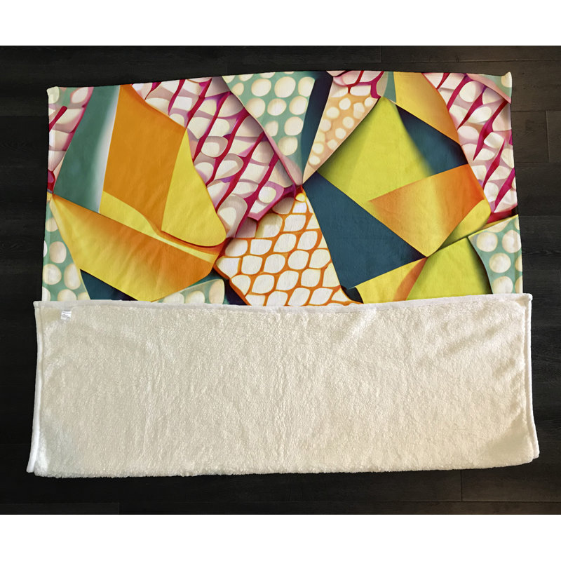 Throw Blanket, 51" W x 60" L, Red/Yellow/Blue, Polka Dot/Geometric Shapes/Abstract