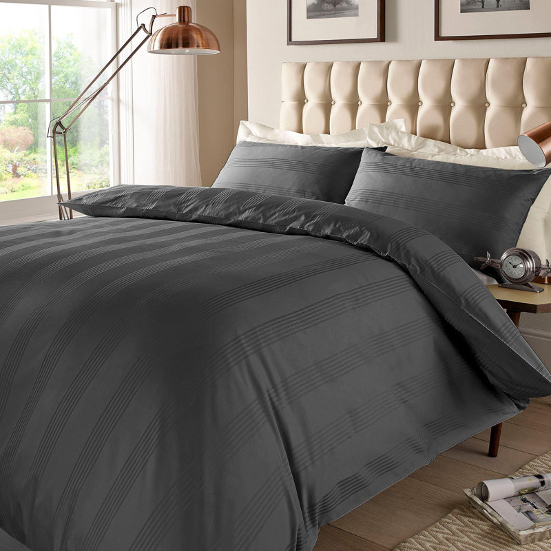 Grandberry 400 Thread Count Duvet Cover Set, Single Duvet Cover + 1 Standard Pillowcase, Steel Grey