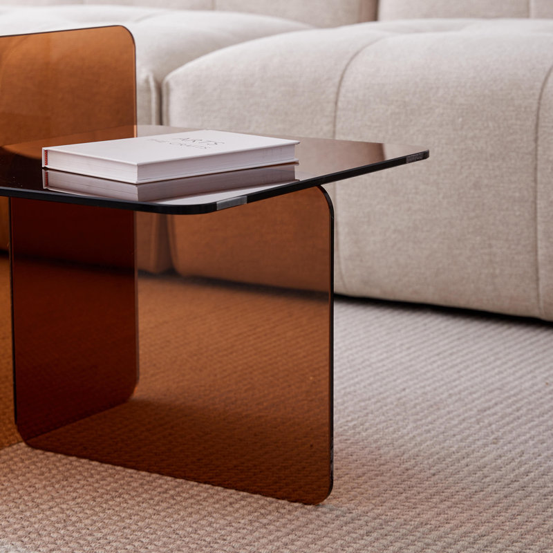 Tempered Glass  Coffee Table, Brown